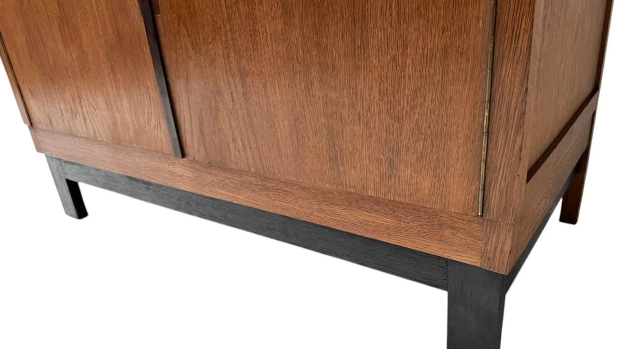 Art Deco Modernist Sideboard or credenza with Black Lacquered Top, 1930s